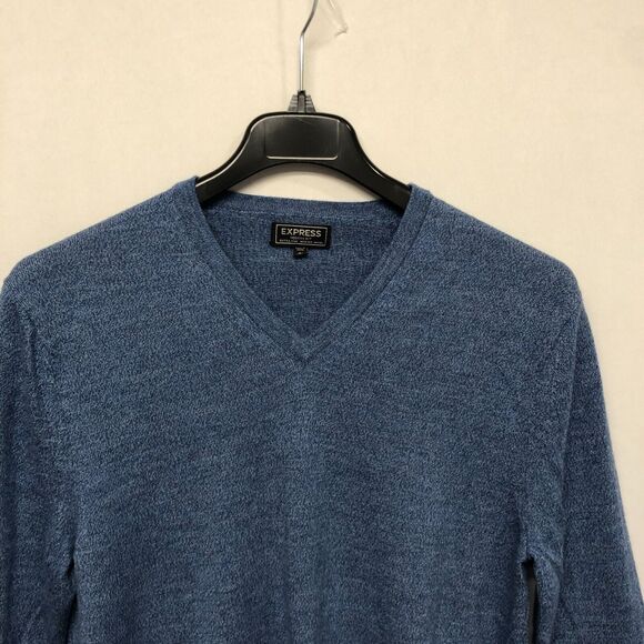 Express Men Modern Fit Extra Fine Merino Wool Sweater Size Large Blue B297 -21 - Picture 8 of 12